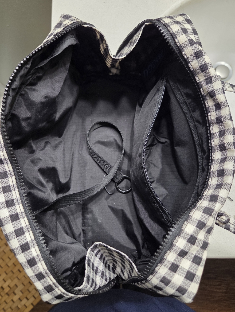 Baggu Black and White Gingham Bowler Bag (Small) - Picture 3 of 5